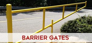 Barrier arm gate system installed at a commercial parking lot for traffic management