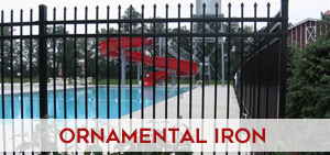 Black ornamental iron fence with spear-top pickets along a residential property line